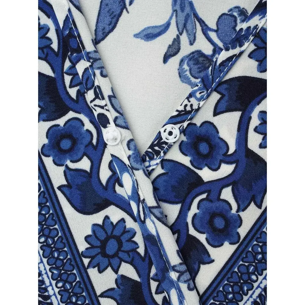 Bloomchic Blue Floral BOHO Midi Dress Pockets Short Sleeve Plus Size 2X 18-20_7